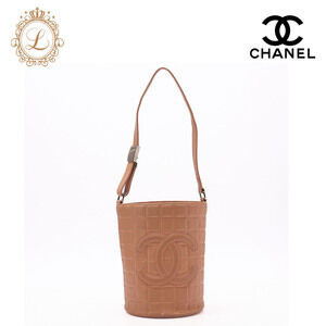 Chanel Chocobar Coco Mark Bucket Shoulder Bag Pink Lambskin